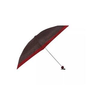 COACH MINI UMBRELLA SIGNATURE UV PROTECTION IN CHESTNUT & RED